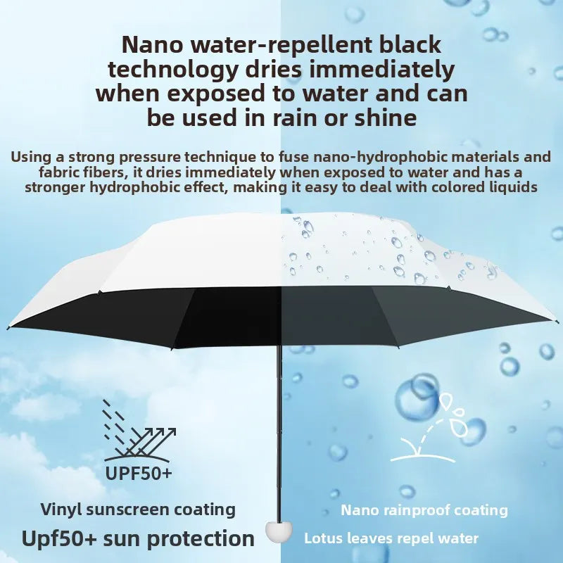 Wutong Apricot Compact Mini Travel Umbrella UPF50+ UV Protection Waterproof 6-Fold Flat Design Lightweight Sun & Rain Parasol for Handbag - Image 4