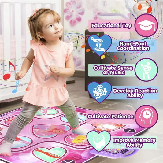 Kids Electronic Dance Mat Princess Theme Musical Rhythm Game with LED Lights Adjustable Volume Non-Slip Floor Playmat for Girls Age 3+ - Image 3