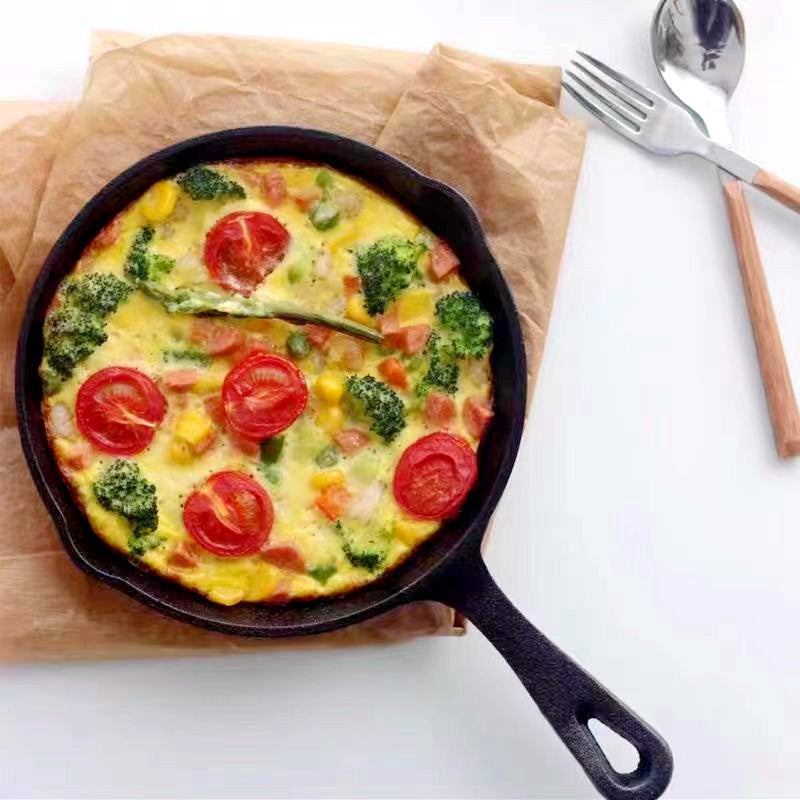 Five-piece set Heavy Duty Cast Iron Skillet & Grill Pan Thickened Vintage Style Cookware for Steak Breakfast & Camping - Image 2