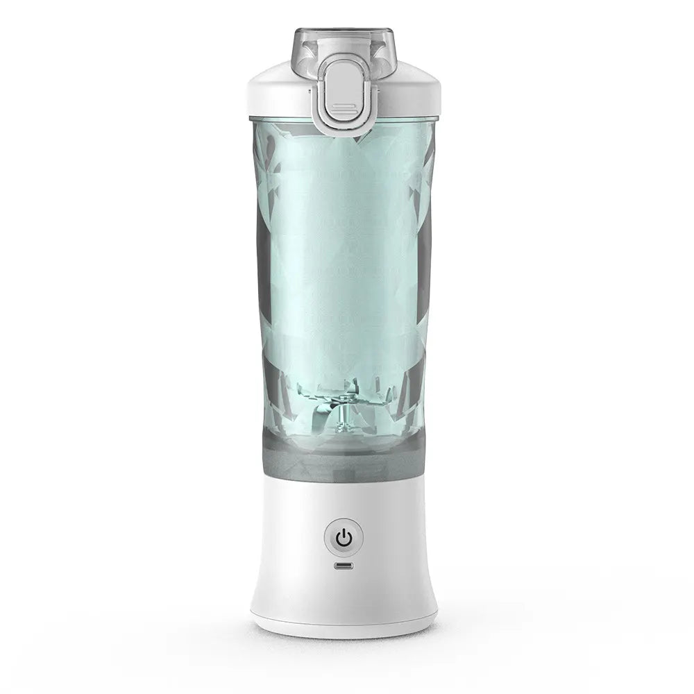 White Portable Blender 600ml Personal Smoothie Maker USB Rechargeable Juicer Cup with 6 Stainless Steel Blades 4000mAh Battery for Gym Travel and Camping
