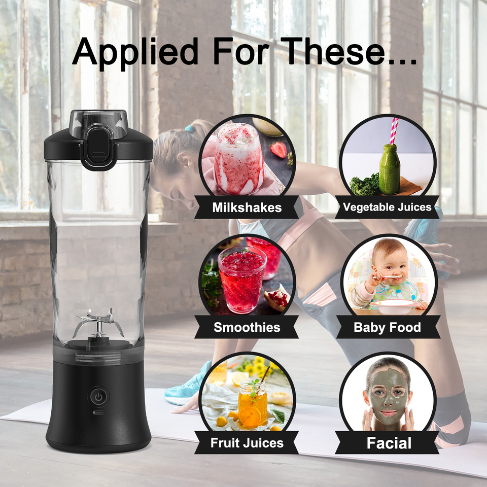 Light purple Portable Blender 600ml Personal Smoothie Maker USB Rechargeable Juicer Cup with 6 Stainless Steel Blades 4000mAh Battery for Gym Travel and Camping - Image 2