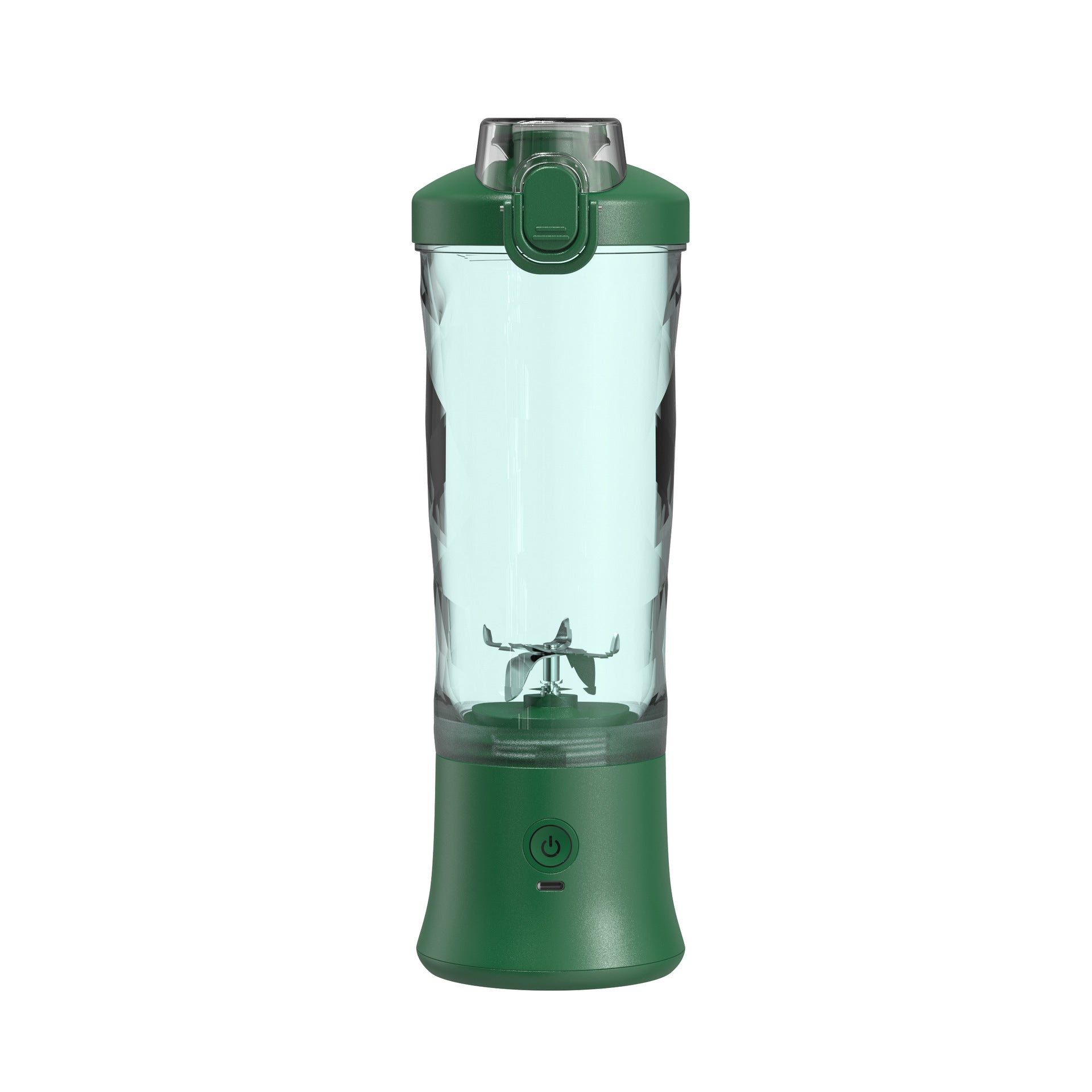 Green Portable Blender 600ml Personal Smoothie Maker USB Rechargeable Juicer Cup with 6 Stainless Steel Blades 4000mAh Battery for Gym Travel and Camping