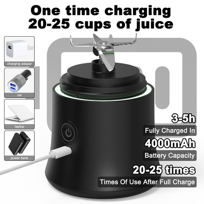 Green Portable Blender 600ml Personal Smoothie Maker USB Rechargeable Juicer Cup with 6 Stainless Steel Blades 4000mAh Battery for Gym Travel and Camping - Image 4