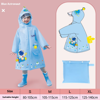 Blue astronaut  Kids Waterproof Raincoat with Expandable Backpack Slot Hooded Rain Jacket for Boys & Girls School & Outdoor(size:L)