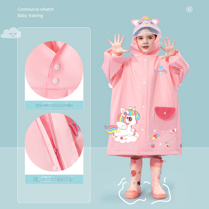 Blue astronaut  Kids Waterproof Raincoat with Expandable Backpack Slot Hooded Rain Jacket for Boys & Girls School & Outdoor(size:L) - Image 3