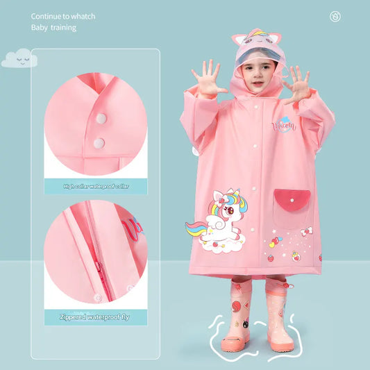 Blue astronaut  Kids Waterproof Raincoat with Expandable Backpack Slot Hooded Rain Jacket for Boys & Girls School & Outdoor(size:L) - Image 3