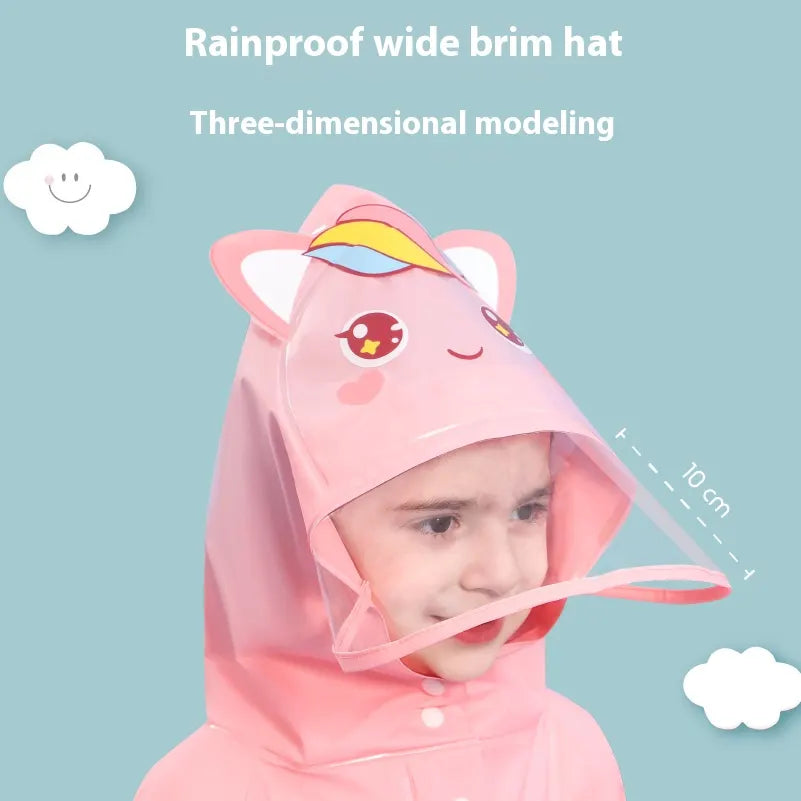 Pink unicorn  Kids Waterproof Raincoat with Expandable Backpack Slot Hooded Rain Jacket for Boys & Girls School & Outdoor(size:S) - Image 2