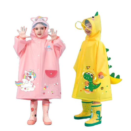 Pink unicorn  Kids Waterproof Raincoat with Expandable Backpack Slot Hooded Rain Jacket for Boys & Girls School & Outdoor(size:S) - Image 5