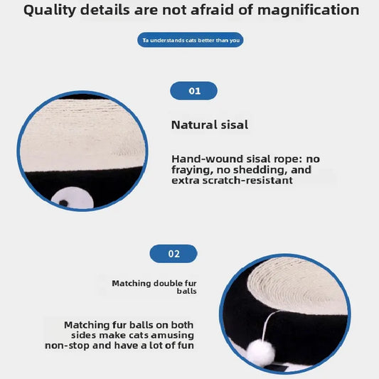 Round braised chicken in yellow sauce Large Cat Scratcher Bed 2 in 1 Sisal Scratching Pad & Plush Lounge Nest Durable Claw Grinder Mat for Indoor Cats - Image 2