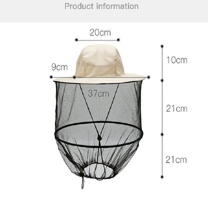 Beige Outdoor Fishing Hat with Mesh Head Net Sun Protection Bucket Cap Anti-Mosquito Fly Guard for Gardening Hiking & Beekeeping - Image 5