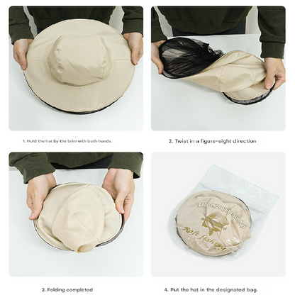 Grey camouflage Outdoor Fishing Hat with Mesh Head Net Sun Protection Bucket Cap Anti-Mosquito Fly Guard for Gardening Hiking & Beekeeping - Image 4