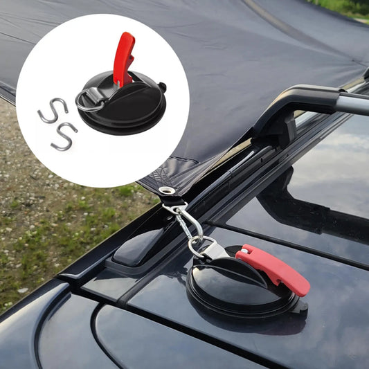 4 Pack Sky blue plate + green buckle Heavy Duty Suction Cup Anchors with S-Hooks for Car Side Awnings and Camping Tarps Multifunctional Tie Down Points for Outdoor Road Trips 10kg Capacity - Image 3
