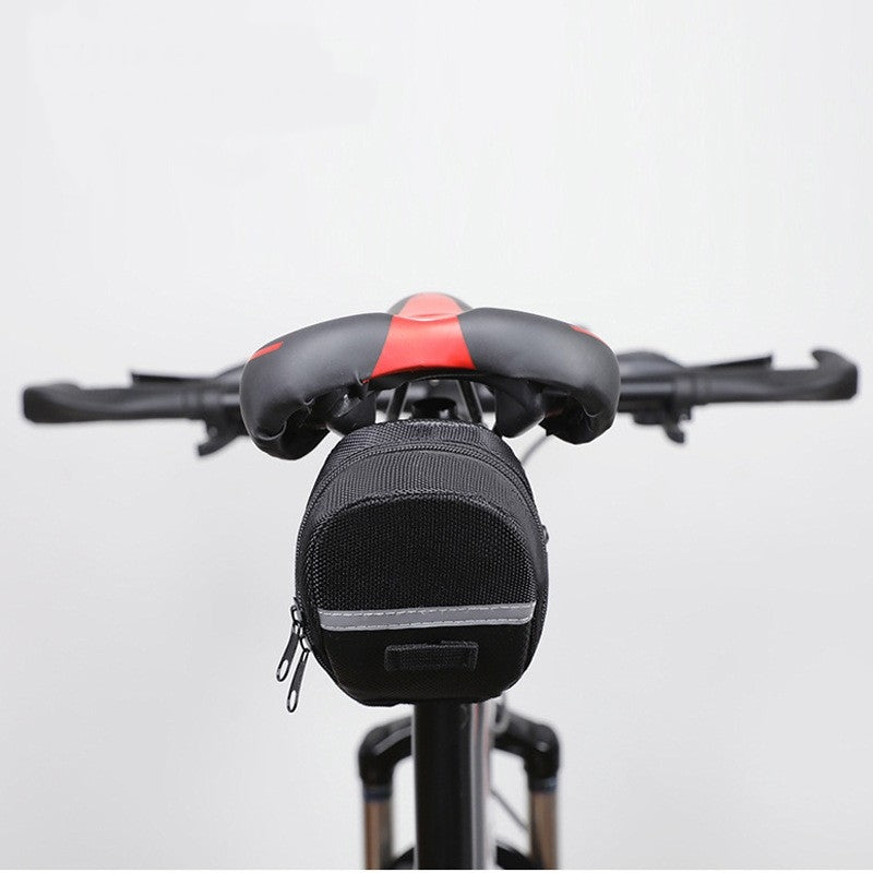 Black Water Resistant Bicycle Saddle Bag Under Seat Wedge Pack with Reflective Strip and Quick Release Strap for MTB Road Bikes - Image 2
