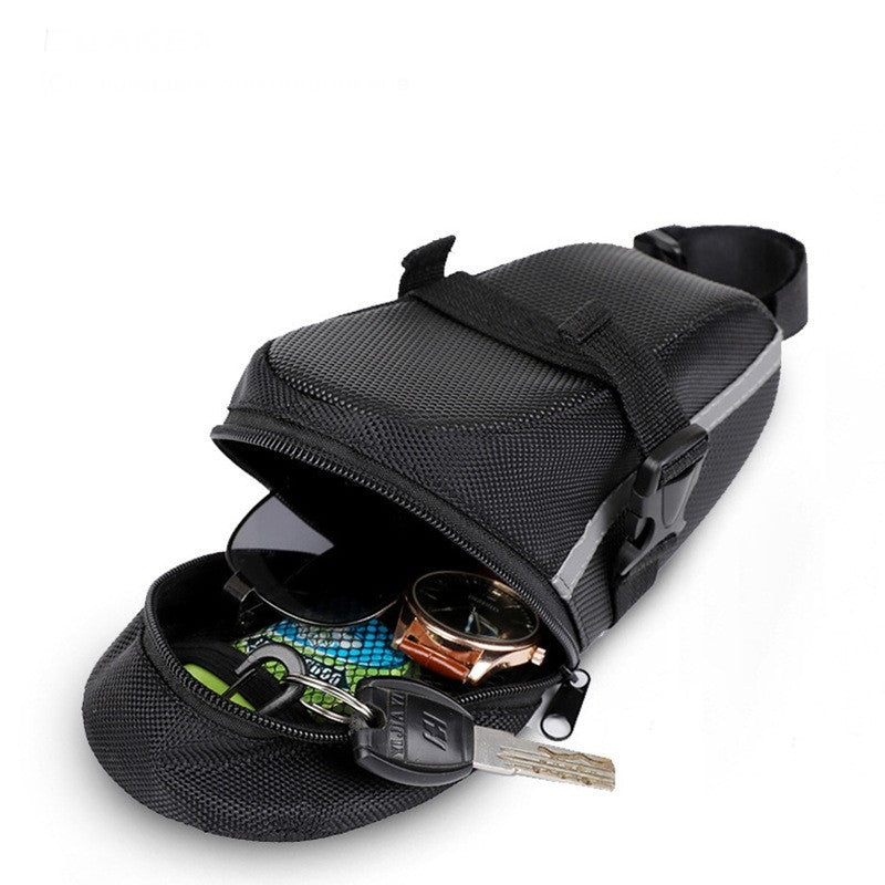 Red Water Resistant Bicycle Saddle Bag Under Seat Wedge Pack with Reflective Strip and Quick Release Strap for MTB Road Bikes - Image 4