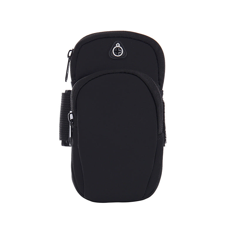 Black Sports Running Armband Bag Water Resistant Phone Pouch with Dual Zipper Pockets Earphone Hole for Gym Jogging Cycling Fits 6.5 Inch Smartphones