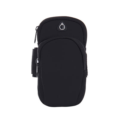 Black Sports Running Armband Bag Water Resistant Phone Pouch with Dual Zipper Pockets Earphone Hole for Gym Jogging Cycling Fits 6.5 Inch Smartphones