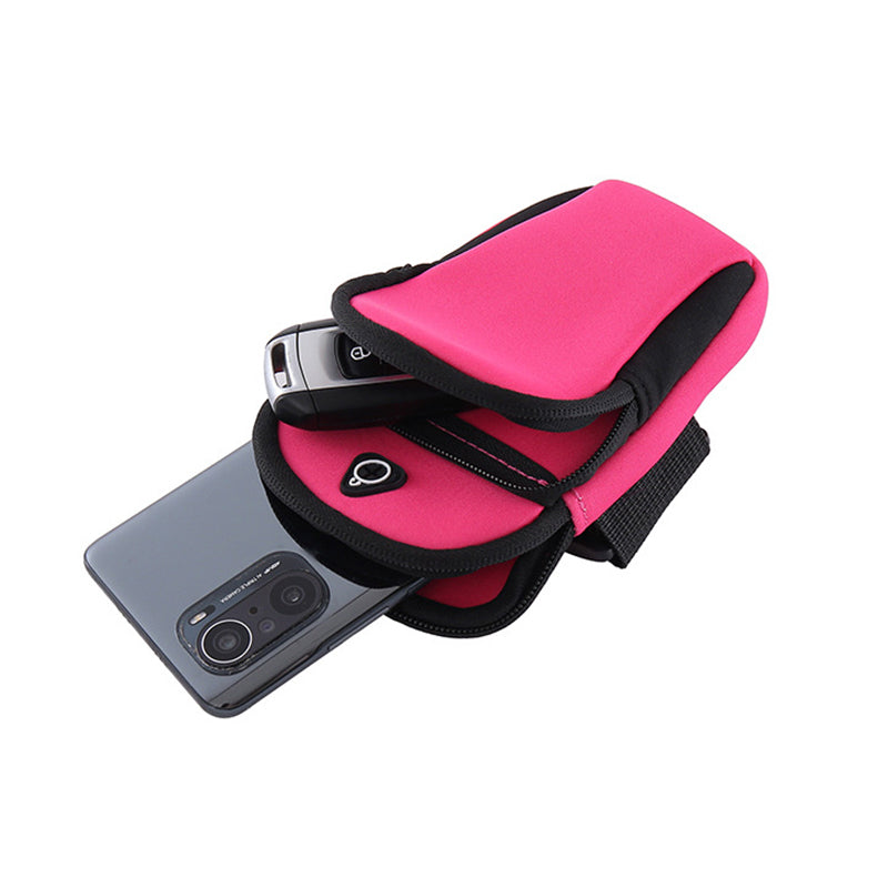Green Sports Running Armband Bag Water Resistant Phone Pouch with Dual Zipper Pockets Earphone Hole for Gym Jogging Cycling Fits 6.5 Inch Smartphones - Image 4