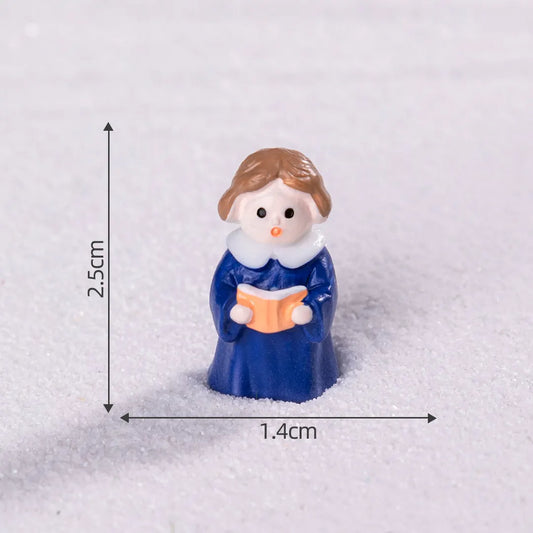Blue girl 5 Pack Miniature Christmas Figurines DIY Micro Landscape Decoration Accessories Cute Resin Ornaments for Holiday Crafts