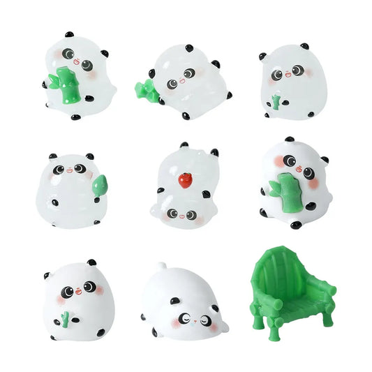 5-PCS Transparent lying bamboo Cute Glow in the Dark Panda Figurines Resin Miniature Ornaments for DIY Fairy Gardens and Micro Landscapes - Image 4