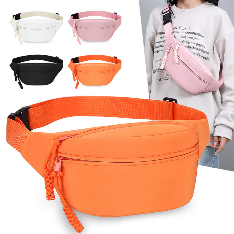 Orange Women's Fashion Crossbody Sling Bag Large Capacity Casual Shoulder Bag Waterproof Nylon Waist Pack for Travel Sports - Image 3