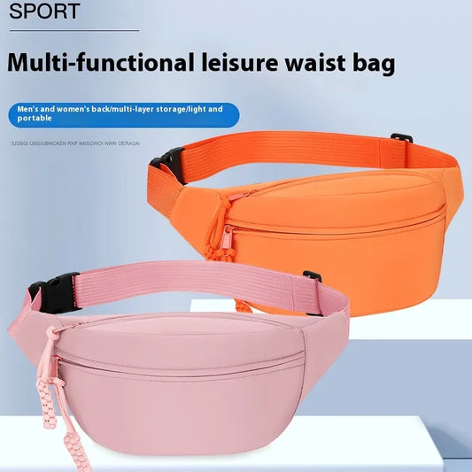 Orange Women's Fashion Crossbody Sling Bag Large Capacity Casual Shoulder Bag Waterproof Nylon Waist Pack for Travel Sports(Style One) - Image 4