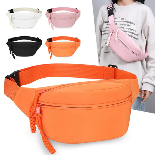 Beige Women's Fashion Crossbody Sling Bag Large Capacity Casual Shoulder Bag Waterproof Nylon Waist Pack for Travel Sports(Style One) - Image 3
