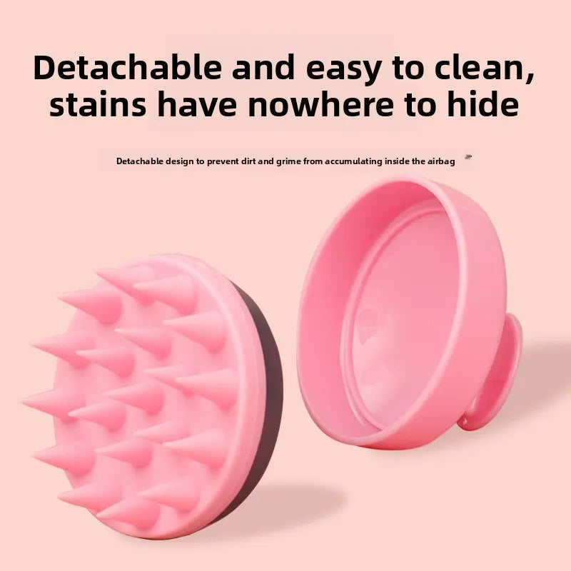 5-Pcs Pink Soft Scalp Massager Shampoo Brush with Detachable Bristles Handheld Hair Scrubber for Deep Cleaning and Head Massage - Image 3