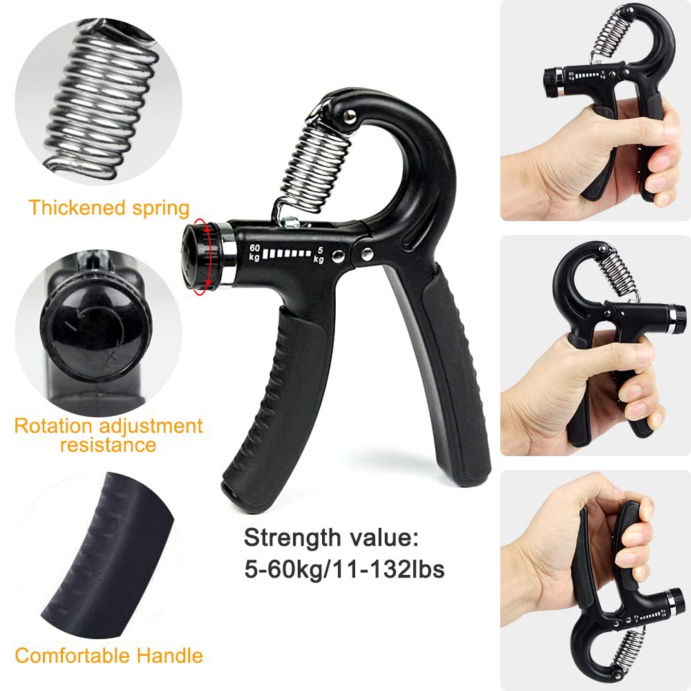 Blue 5 in 1 Hand Grip Strengthener Kit Adjustable Resistance Finger Stretcher Stress Relief Ball and Grip Ring for Rehabilitation and Muscle Building - Image 2