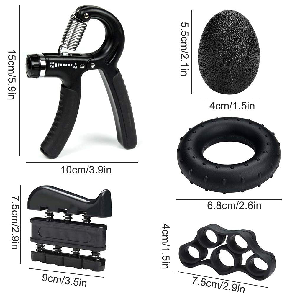 Blue 5 in 1 Hand Grip Strengthener Kit Adjustable Resistance Finger Stretcher Stress Relief Ball and Grip Ring for Rehabilitation and Muscle Building - Image 5