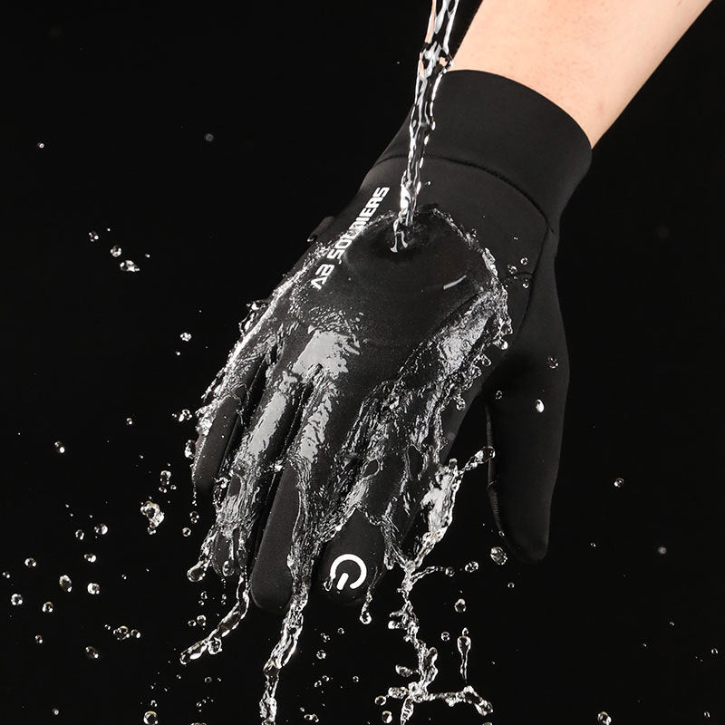 Grey Winter Thermal Gloves for Men Outdoor Cycling Driving Waterproof Touch Screen Warm Fleece Lining Anti-Slip(Size:M) - Image 3