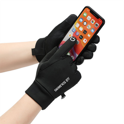 Grey Winter Thermal Gloves for Men Outdoor Cycling Driving Waterproof Touch Screen Warm Fleece Lining Anti-Slip(Size:M) - Image 5
