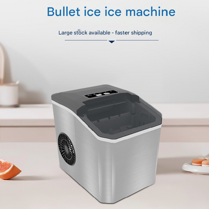 Stainless Steel Countertop Ice Maker 12kg/24h Portable Bullet Ice Machine with Self-Cleaning Function 1.3L Water Tank - Image 2