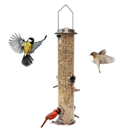 Hanging Metal Wild Bird Feeder Weatherproof Outdoor Garden Bird Food Dispenser with 4 Feeding Ports and Perches - Image 2