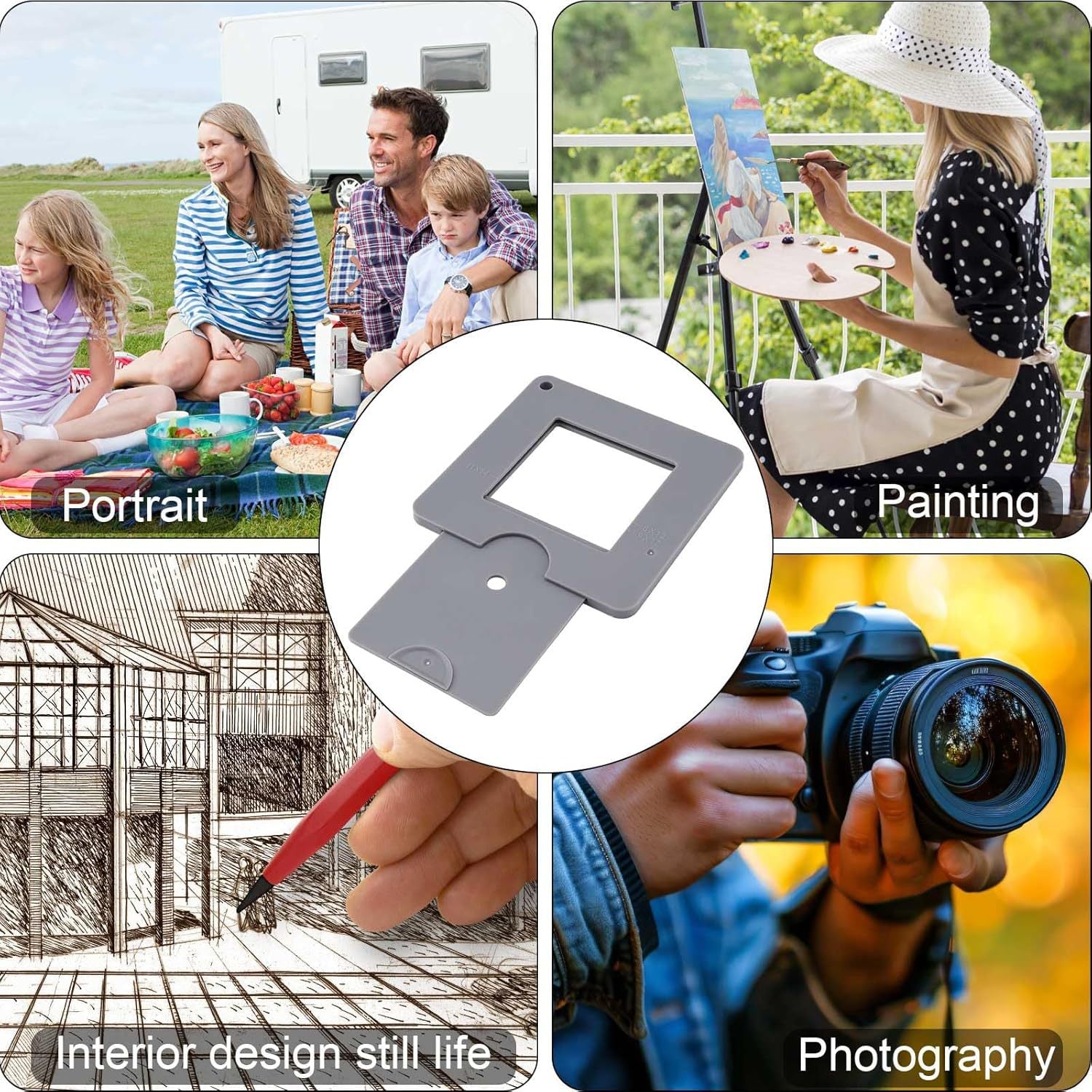 3-PCS Grey Portable Artist View Catcher Viewfinder Tool for Painting Composition and Colour Value Identification - Image 4