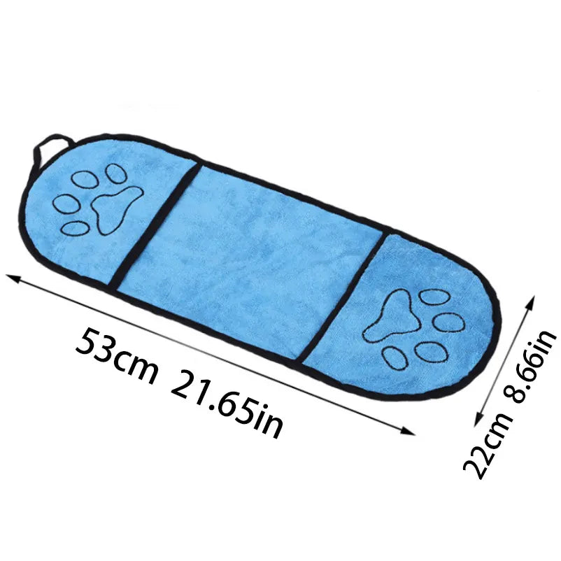 Yellow Super Absorbent Pet Bath Towel with Hand Pockets Quick Dry Chenille Microfibre for Dogs and Cats Large Size 62cm - Image 5