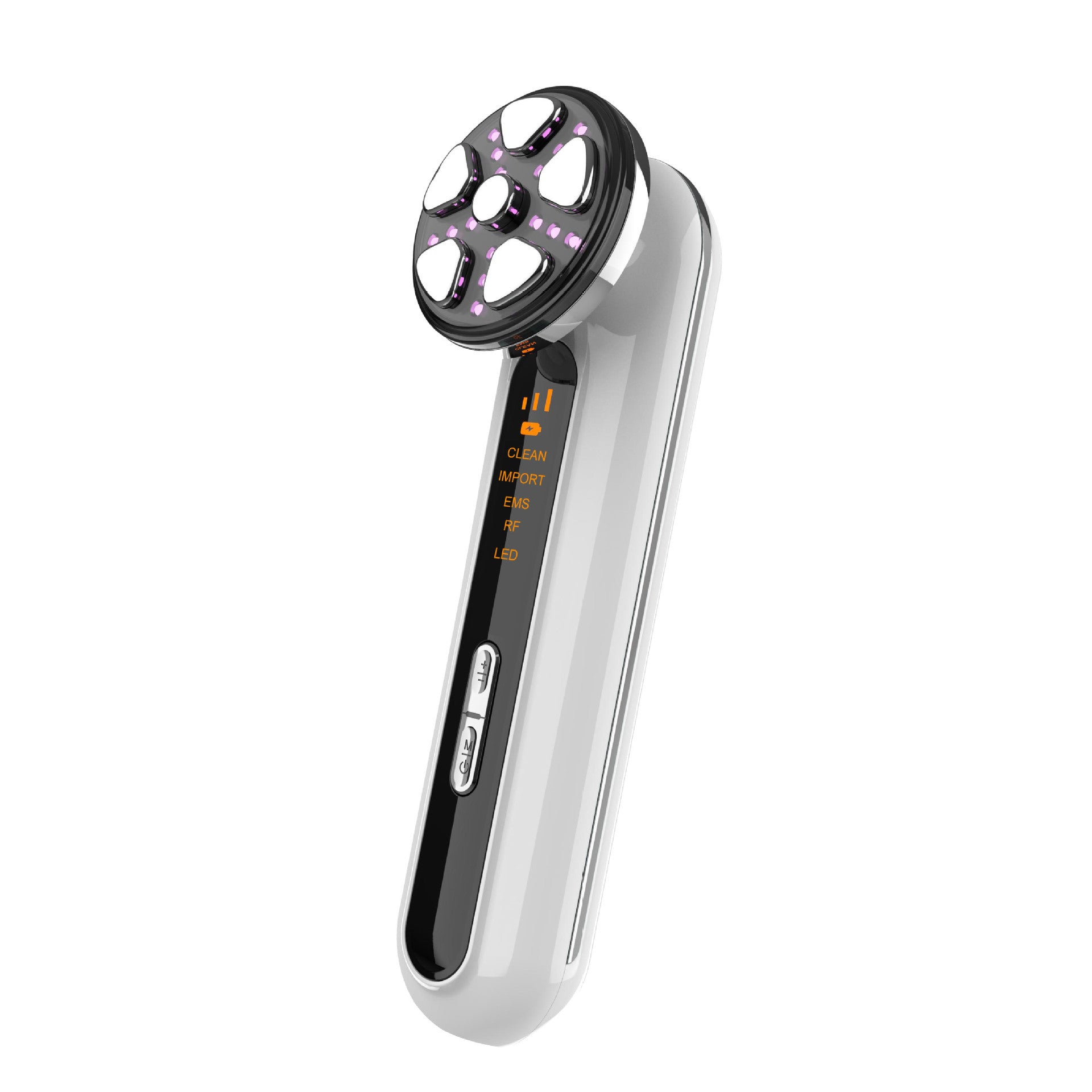 White 4-in-1 RF EMS Facial Beauty Device Skin Tightening and Lifting Massager with LED Light Therapy Anti-Aging Tool for Home Use