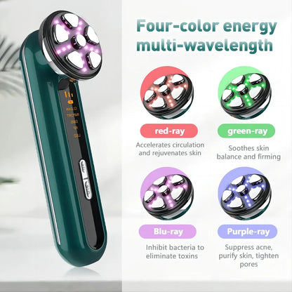 White 4-in-1 RF EMS Facial Beauty Device Skin Tightening and Lifting Massager with LED Light Therapy Anti-Aging Tool for Home Use - Image 5