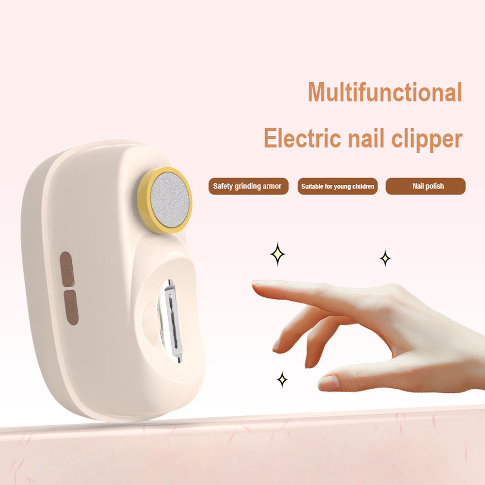 Cream yellow Electric Nail Clipper and Grinder 2-in-1 Automatic Nail Trimmer with LED Light Rechargeable Manicure Tool for Babies Adults and Seniors - Image 2