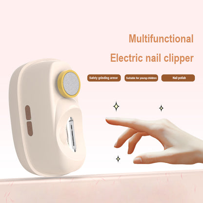 Cream yellow Electric Nail Clipper and Grinder 2-in-1 Automatic Nail Trimmer with LED Light Rechargeable Manicure Tool for Babies Adults and Seniors - Image 2