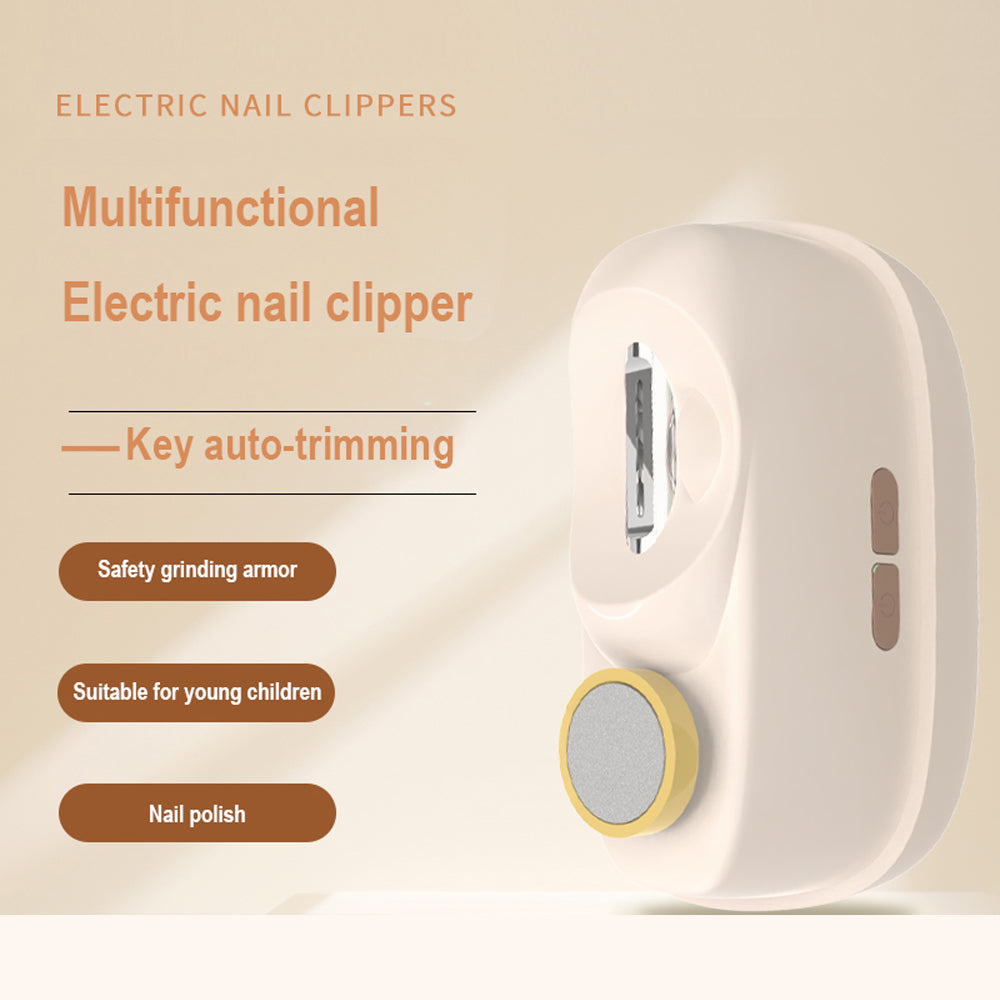 White Electric Nail Clipper and Grinder 2-in-1 Automatic Nail Trimmer with LED Light Rechargeable Manicure Tool for Babies Adults and Seniors - Image 3