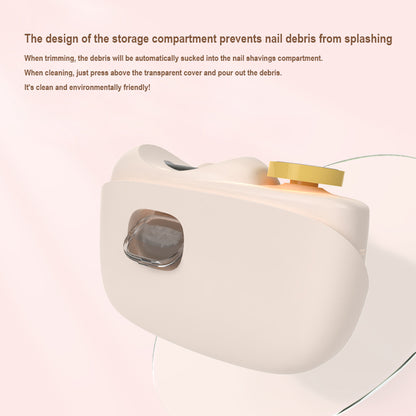 White Electric Nail Clipper and Grinder 2-in-1 Automatic Nail Trimmer with LED Light Rechargeable Manicure Tool for Babies Adults and Seniors - Image 6