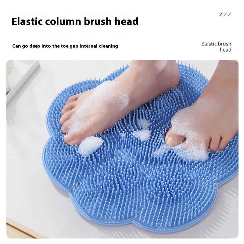 2-PCS Grey cat PAWS Non-Slip TPE Shower Mat with Foot Scrubber and Suction Cups Large Massage Bath Mat for Bathroom 30cm x 30cm - Image 2