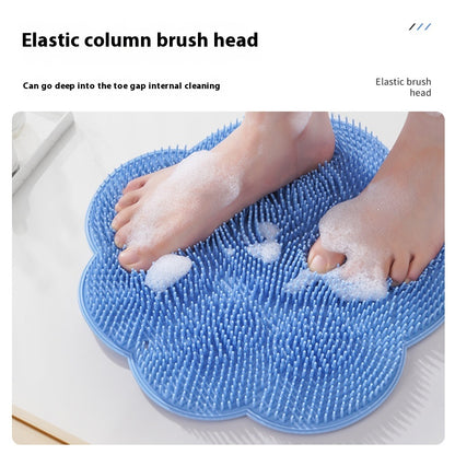 2-PCS Khaki cat PAWS Non-Slip TPE Shower Mat with Foot Scrubber and Suction Cups Large Massage Bath Mat for Bathroom 30cm x 30cm - Image 2