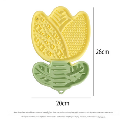 2-pcs Red Tulip Shaped Silicone Pet Licking Mat Slow Feeder Dog Cat Lick Pad with Suction Cups Anxiety Relief and Boredom Buster - Image 5