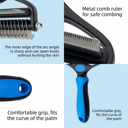 Blue Pet Grooming Comb – Fine Toothed Side for Hair Removal and Detangling, Ideal for Dogs with Long or Thick Coats in Australia - Image 2