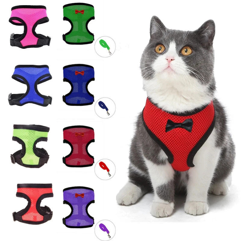 2-Pcs Pink Adjustable Pet Harness with Leash – Breathable Mesh Design for Small Dogs, Cats, Chickens, Ducks & More | Anti-Escape, 360° Support, Lightweight & Comfortable in Australia(Size:S) - Image 2