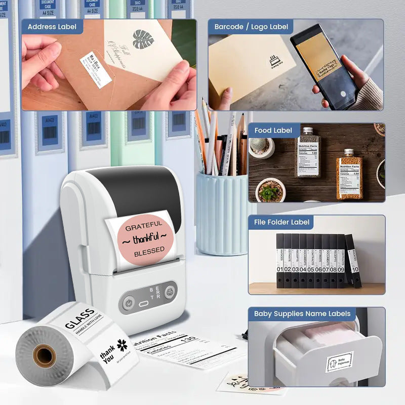 White Portable Bluetooth Thermal Label Printer – Compact, Ink-Free Mini Label Maker for Home, Office, and Small Business Use in Australia - Image 3
