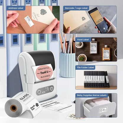 White Portable Bluetooth Thermal Label Printer – Compact, Ink-Free Mini Label Maker for Home, Office, and Small Business Use in Australia - Image 3