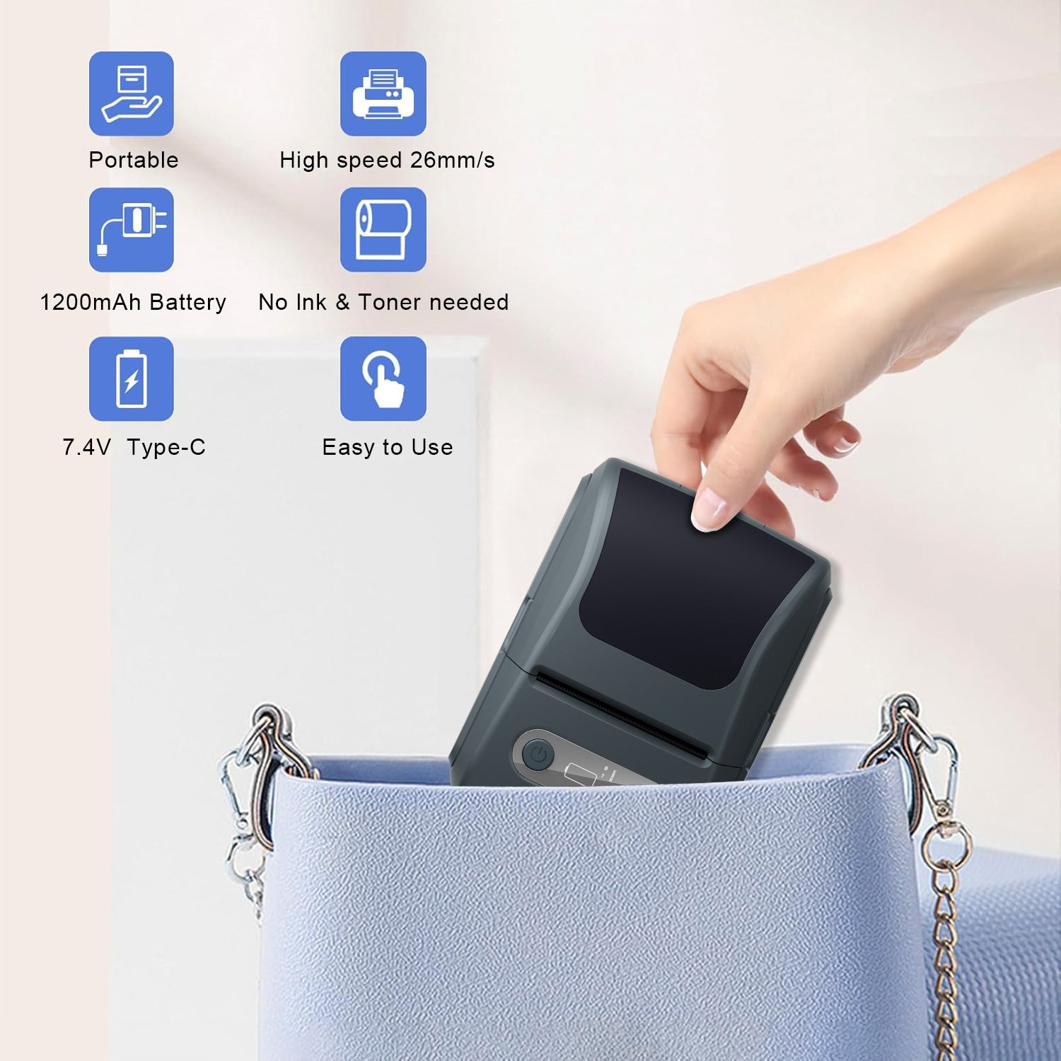 White Portable Bluetooth Thermal Label Printer – Compact, Ink-Free Mini Label Maker for Home, Office, and Small Business Use in Australia - Image 4
