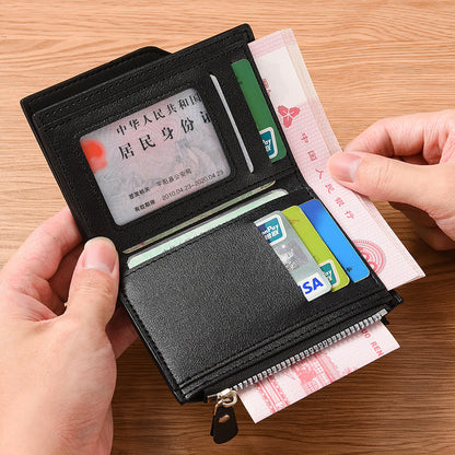 Coffee color Men's Compact Wallet – Multi-Card Holder with Zippered Coin Pocket, 13 Card Slots, Lightweight and Durable Design - Image 2